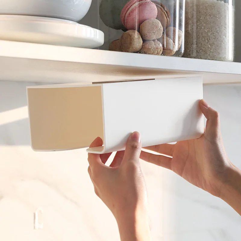 KindFuny Bathroom Wall-mounted Plastic Tissue Box Kitchen Wet Wipe Holder Napkin Paper Case Punch-free Masks Storage Box 5
